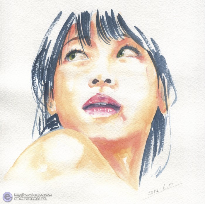 振り向いて・・・。』 | 女性と水彩画と挿絵と手描きと目線のイラスト