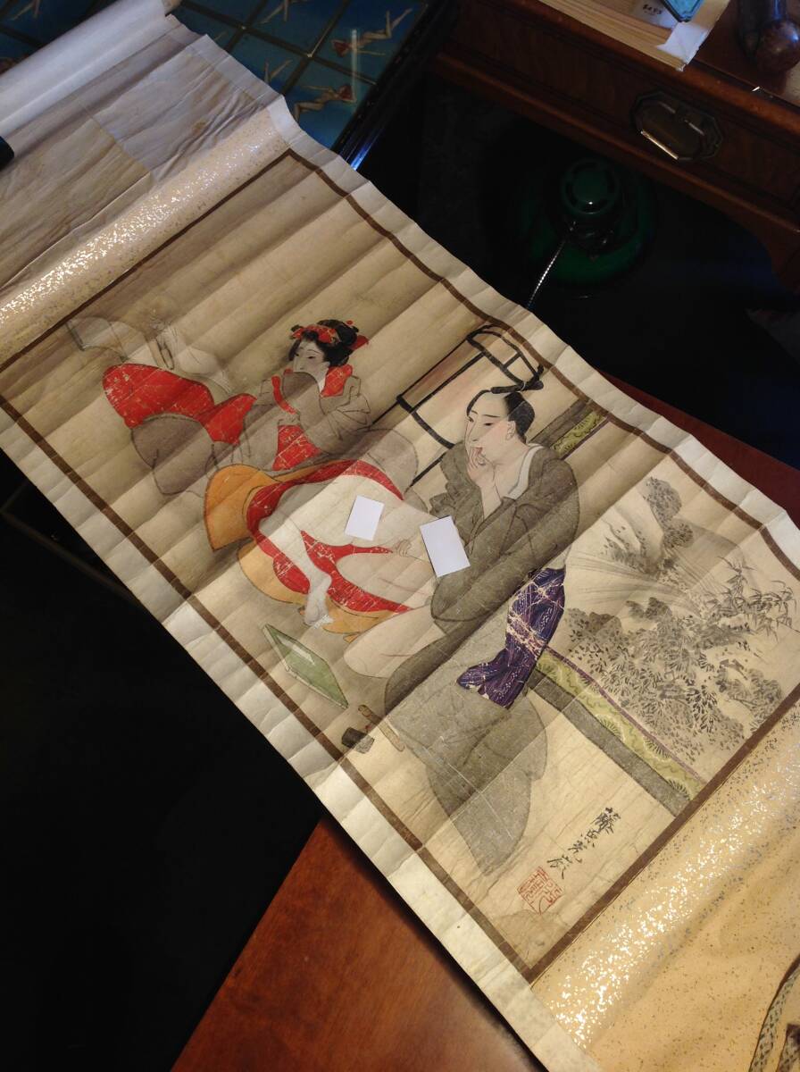 Yahoo!オークション - 骨董品 巻物 浮世絵 春画 コレクション 紙本色彩