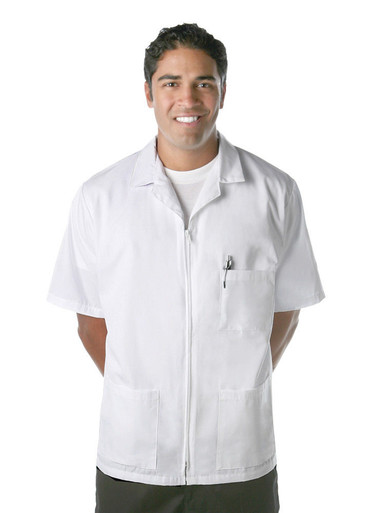 Fame K74 Zipper Front Unisex Smock, White |Zipper Front Smocks