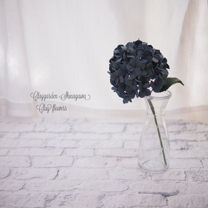 紫陽花アジサイ一輪挿し クレイフラワー - CLAYGARDEN'S GALLERY