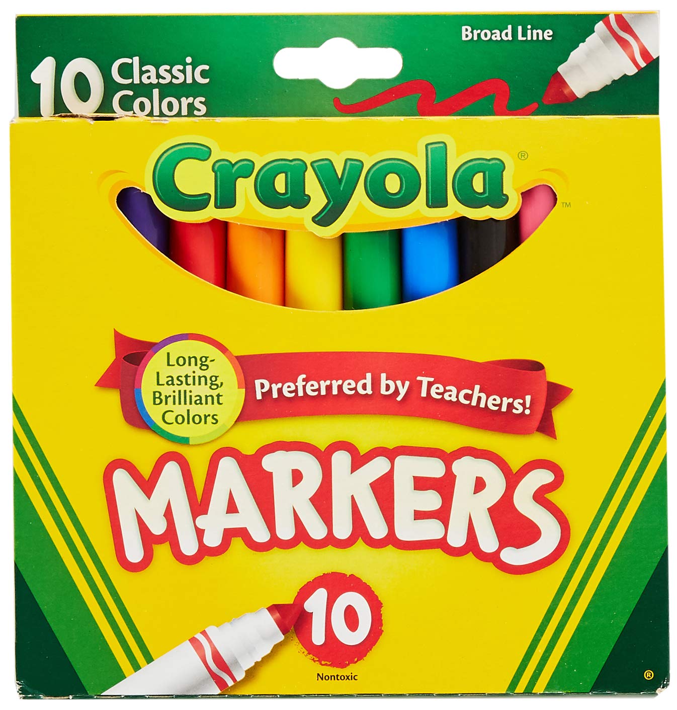 Amazon.com: Crayola 758114552570 Broad Line Markers, Classic