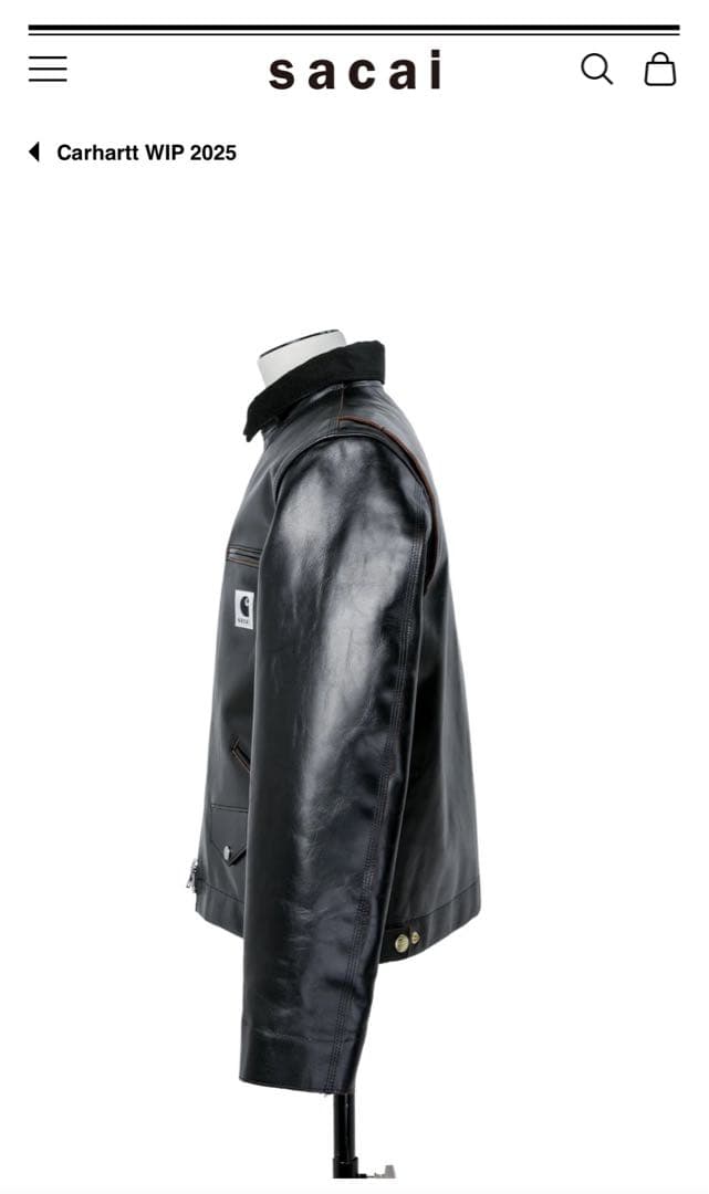 sacai carhartt wip レザー ジャケット 黒 サイズ1 - メルカリ